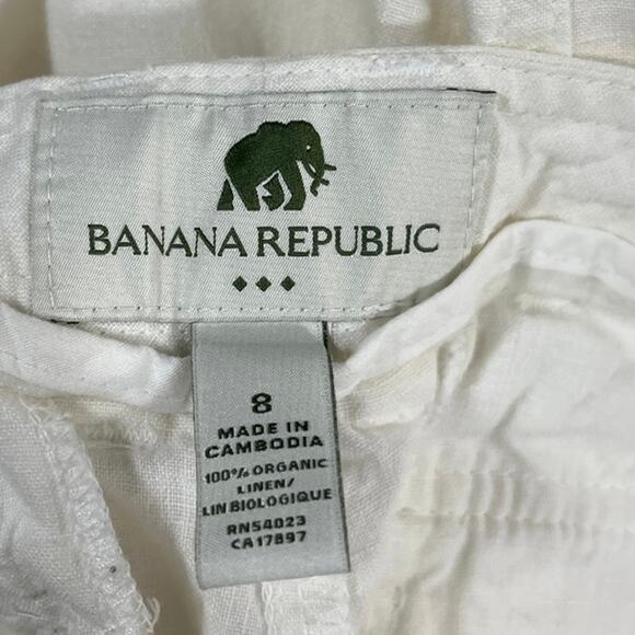 Banana Republic Women's White Linen Mid Rise Straight Wide Leg Trousers Pants 8 - Picture 5 of 5